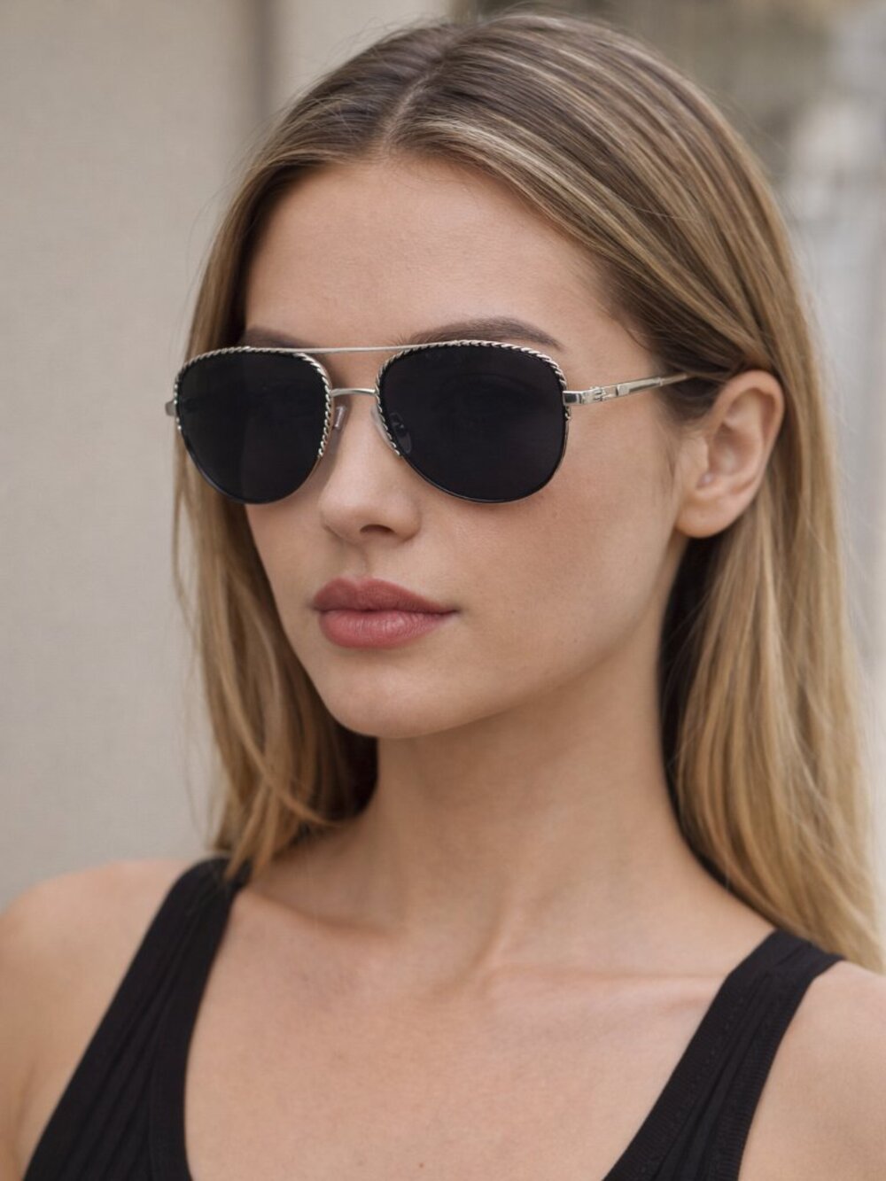 Ashley Stewart Aviator Sunglasses with Braided Detail